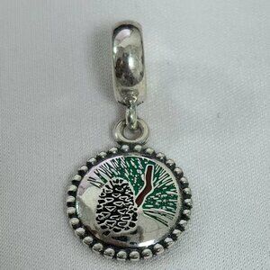 Pandora Pine Tree Cone Exclusive Dangle Charm  Pendant, S925 Silver Jewelry